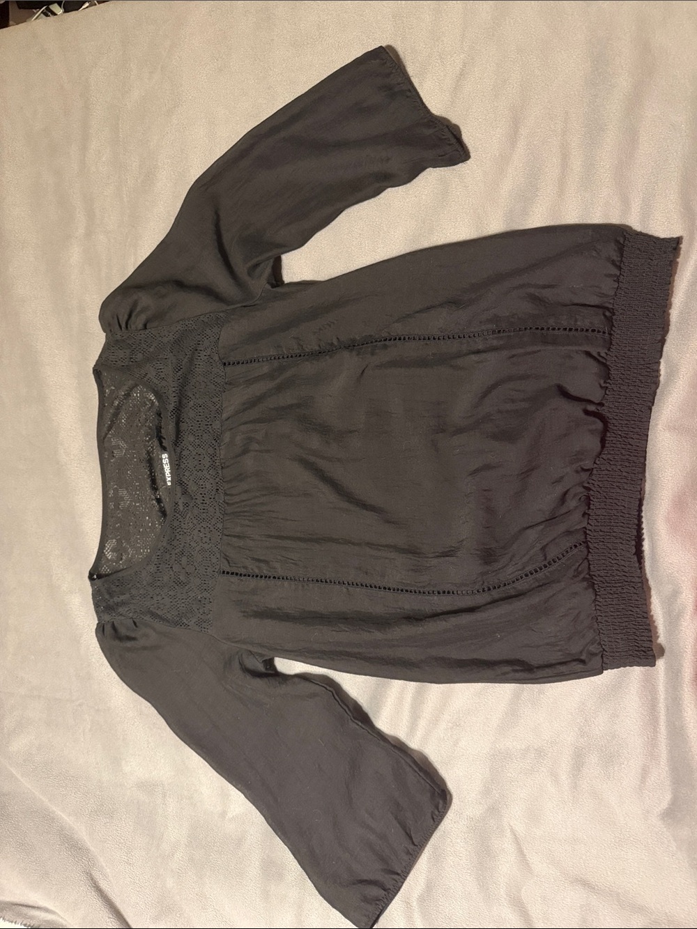 Express Black Crochet Yoke Blouse